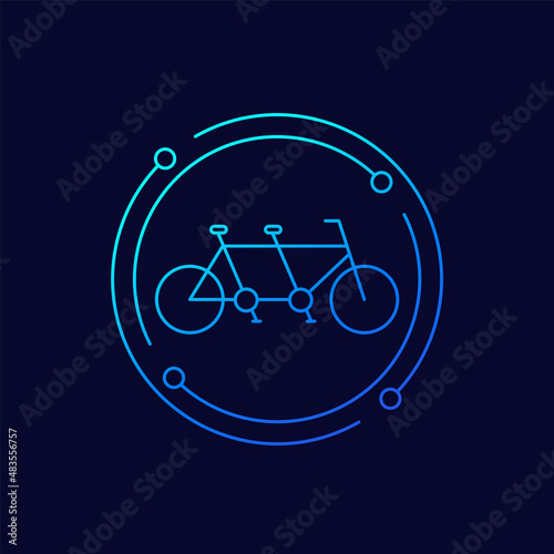 tandem bike, bicycle line vector icon