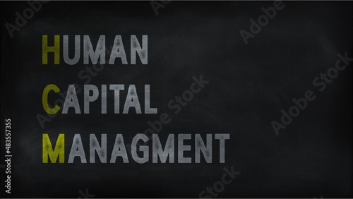HUMAN CAPITAL MANAGEMENT (HCM) on chalk board 