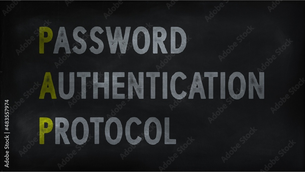 PASSWORD AUTHENTICATION PROTOCOL (PAP) on chalk board PASSWORD AUTHENTICATION PROTOCOL (PAP) on chalk board