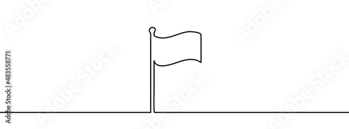 Continuous line drawing of flag. Flag one line icon. One line drawing background. Vector illustration. Flag black icon