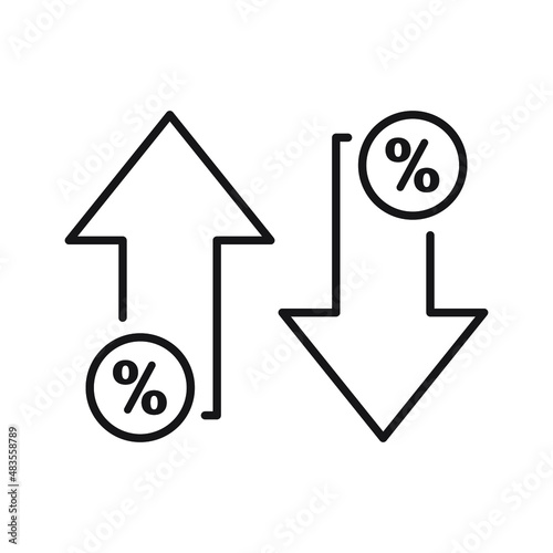 Percentage arrow icon. Vector illustration. Percentage arrow up and down line icon. Concept of icons procent low and high.