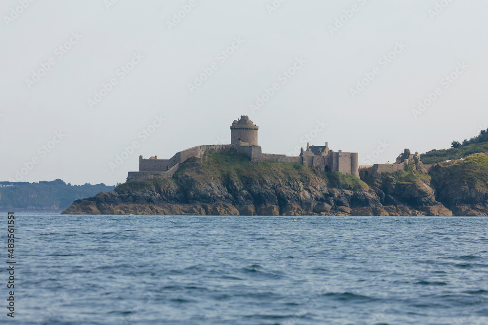 Fort La Latte near Saint Cast le Guildo on Brittany coast from the sea or with sunset Fort La Latte near Saint Cast le Guildo on Brittany coast from the sea or with sunset