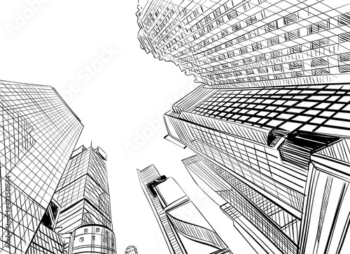 City hand drawn unique perspectives, vector illustration. New York city Times square