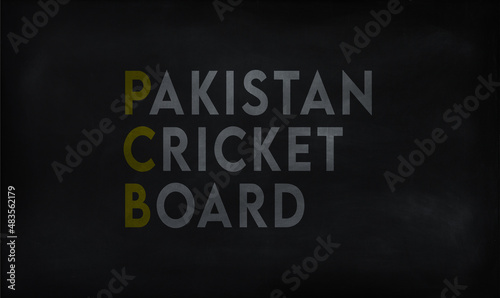 PAKISTAN CRICKET BOARD (PCB) on chalk board 