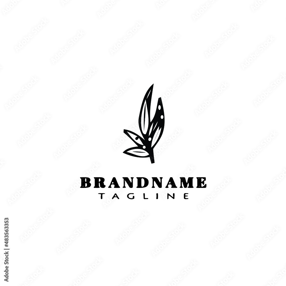 eucalyptus plant logo cartoon icon design template black isolated vector illustration