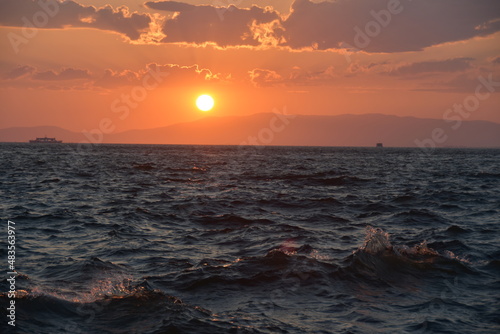 Sunset seascape at Aegean Sea