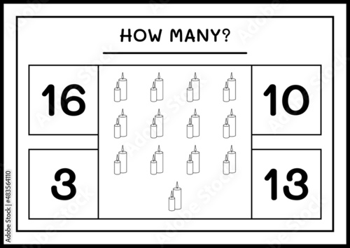 How many christmas candle, game for children. Vector illustration, printable worksheet