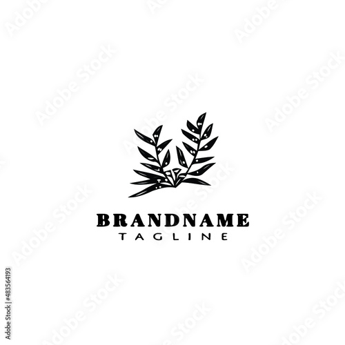 eucalyptus plant logo cartoon icon design template black isolated vector illustration