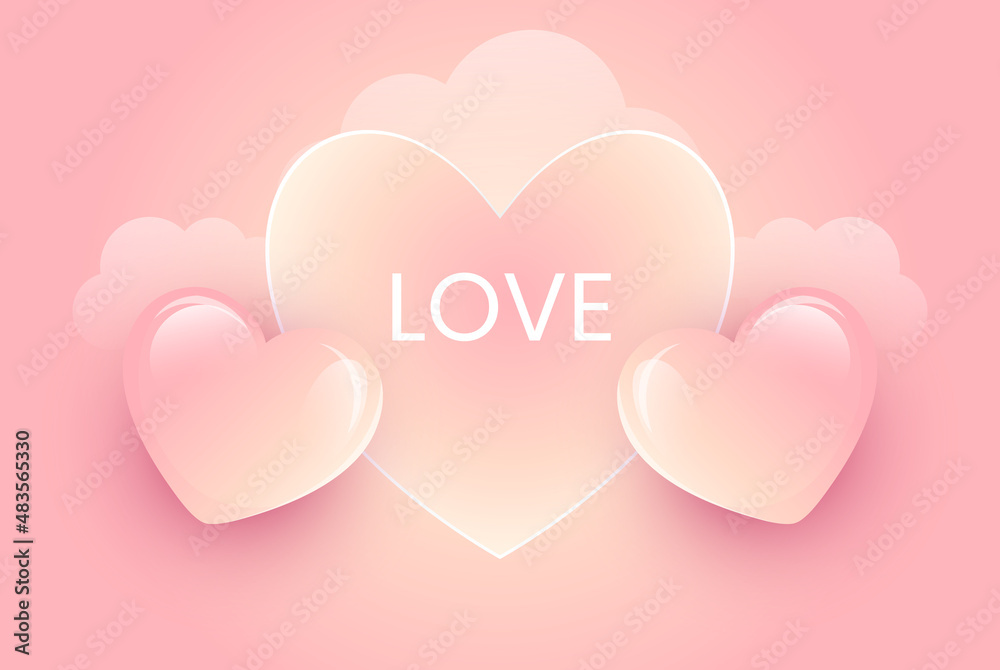 Happy valentine day. with heart shape ,Gift boxes,baloon & valentine's day background Vector With love