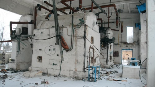 Abandoned old boiler house inside hd stock footage photo