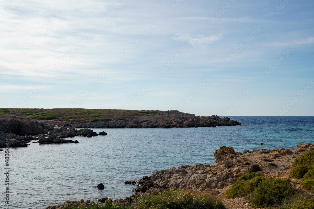 Cala Turqueta, Menorca. September 2021. Paradise beach on the island of Menorca. Perfect place to relax and enjoy nature in summer.