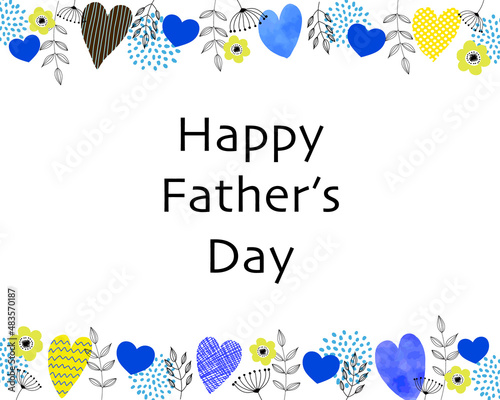 北欧水彩ハートの父の日のデザインフレーム
