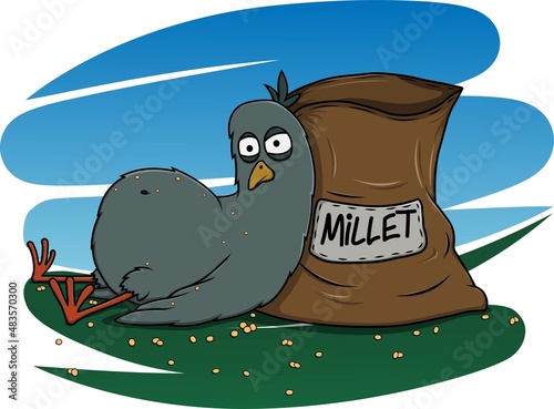 Vector illustration of a well-fed pigeon