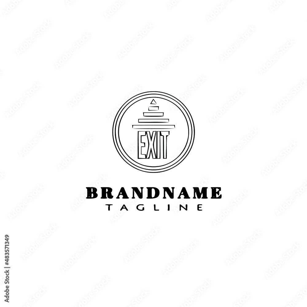 Obraz premium exit logo cartoon template black icon vector illustration