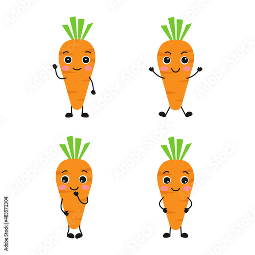 cartoon carrot characters set in flat style