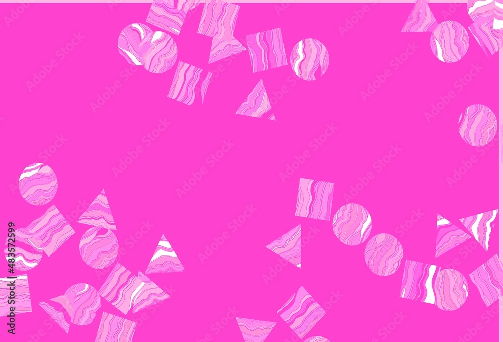 Light Pink vector backdrop with lines, circles, rhombus. Light Pink vector backdrop with lines, circles, rhombus.