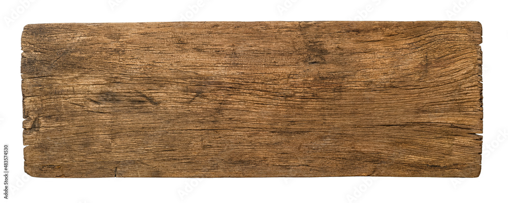 An old wooden board on a white background An old wooden board on a white background
