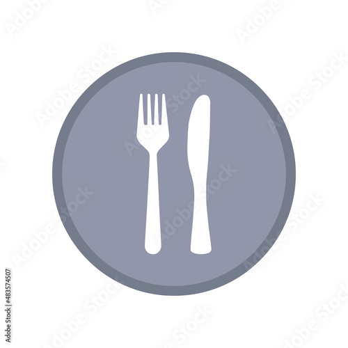 Grey fork and knife icon. Vector cutlery sign isolated on white background.