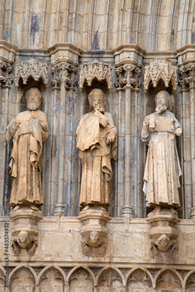 Close-up of Saints Figures on St Mary Church Facade, Morella