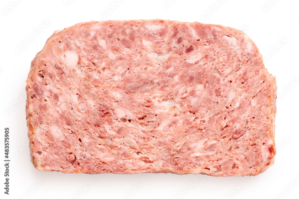 Slice of pork luncheon meat.