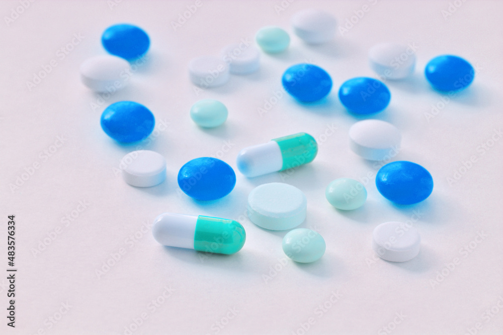 White and blue pills
