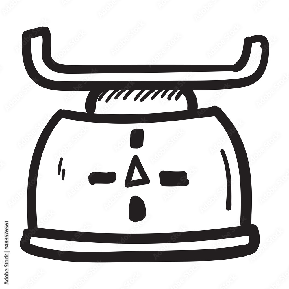 Hand drawn kitchen scales icon in doodle style isolated Hand drawn kitchen scales icon in doodle style isolated