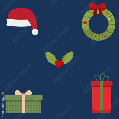 Vector illustration of a set of different Christmas items. These elements can be used to create your own, creative designs.