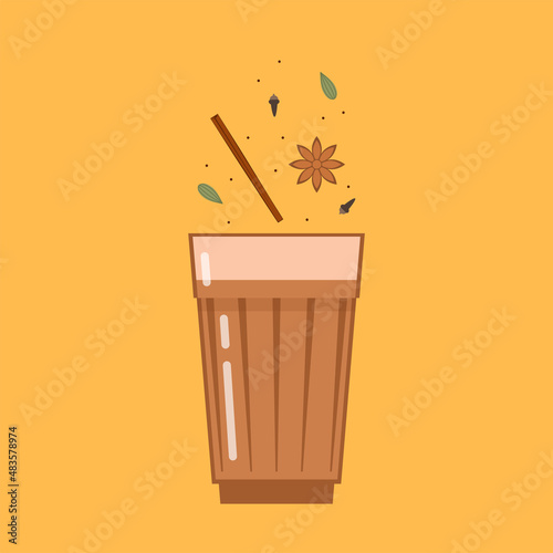 Indian drink vector. Indian chai icon. Chai is Indian drink.