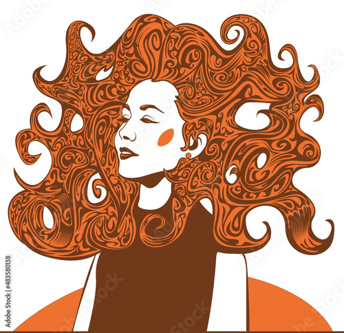 Girl with red hair.