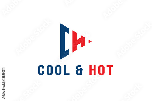 Free Download Premium letter CH logo design. Luxury triangle creative monogram. Creative elegant line curve vector logotype - GFXLoad