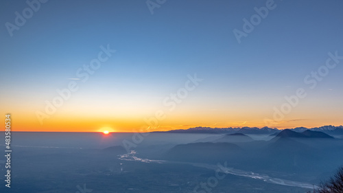 Winter sunset from an alpine peak of Friuli-Venezia Giulia