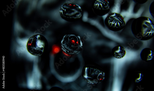 skull in drops of water