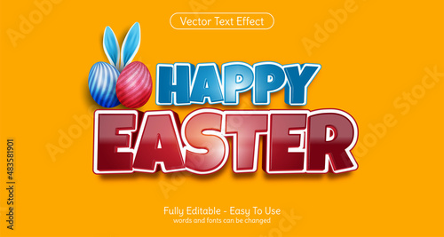 Creative 3d text happy easter editable style effect template