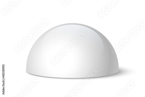 White dome, vector plastic or stone semi-sphere isolated on white background