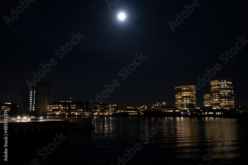 Copenhagen Harbour by light from the full moon