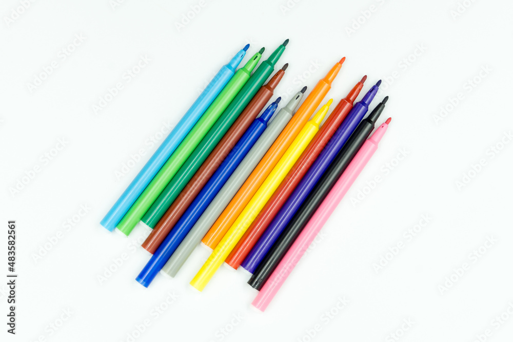 color pen on white background