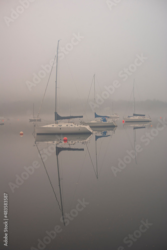 sailboats in the fog, Bedford, Nova Scotia