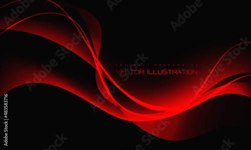 Abstract red wave curve on black design modern luxury futuristic background vector