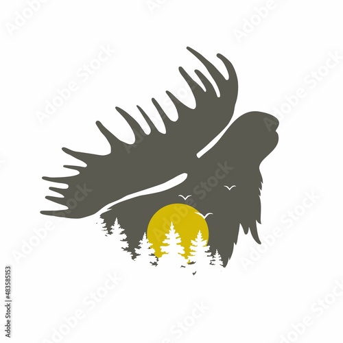 Silhouette of a moose head