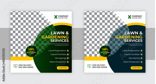 Agricultural and farming services social media post and web banner template
