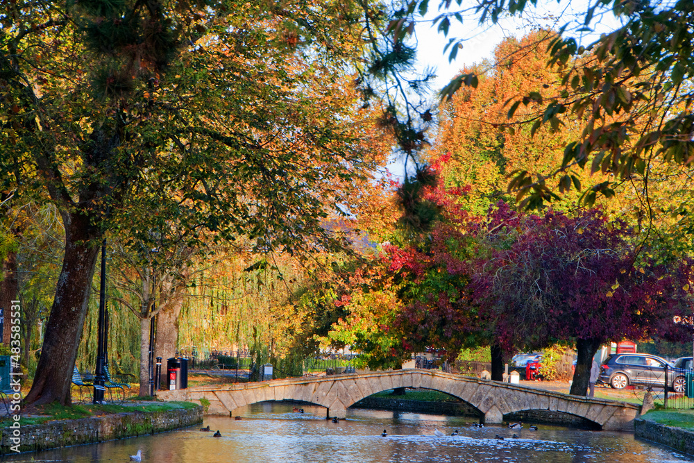 Bourton on the Water Autumn Trees Cotswolds Gloucestershire