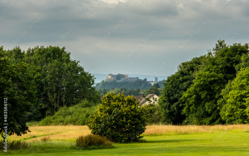 View of Stirling Castle from the site of the Battle of Bannockburn in summer