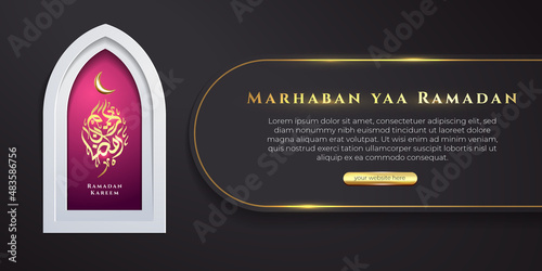 welcome to ramadan kareem arabic islamic calligraphy social media flyer template. banner template