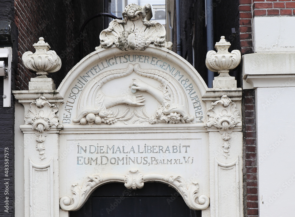 Amsterdam Amstel Street Historic Sculpted Swigterpoort Entrance, Netherlands