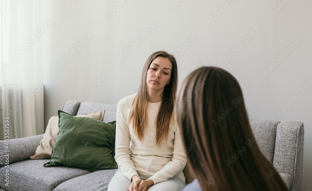 a frustrated female patient tells a professional psychologist about psychological problems. Depression, stress at work a frustrated female patient tells a professional psychologist about psychological problems. Depression, stress at work
