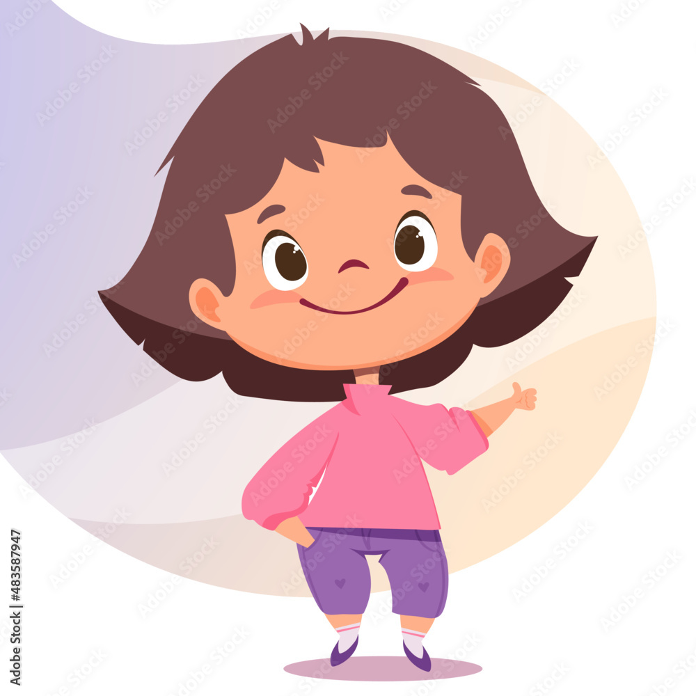 characters of a cute little girl. cute cartoon-style children's illustration characters of a cute little girl. cute cartoon-style children's illustration
