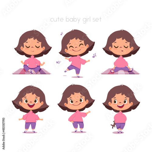 characters of a cute little girl.  dear kind child. Children's illustration in cartoon style.