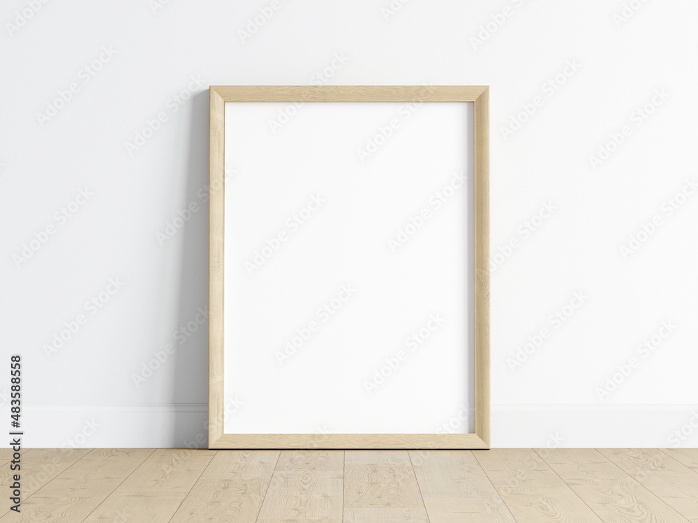 Wooden frame mockup, poster mockup, print mockup, 3d render Wooden frame mockup, poster mockup, print mockup, 3d render