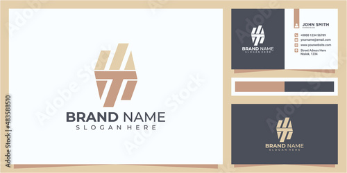 Initial letter WTM logo design. WT logo, TM logo, WTM logo design with business card design photo