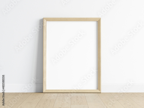 Wooden frame mockup, poster mockup, print mockup, 3d render